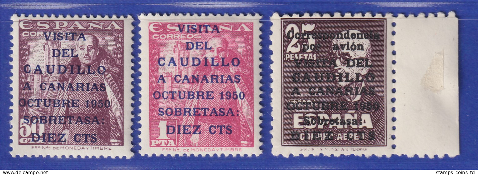 Spanien 1950-51 CAUDILLO Mi.-Nr. 985-87 Satz 3 Werte Kpl. Postfrisch ** / MNH - Sonstige & Ohne Zuordnung