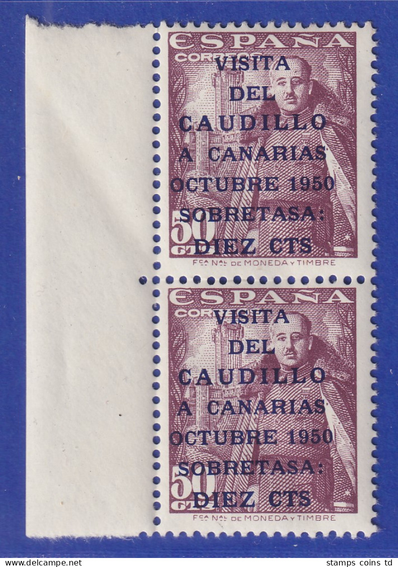 Spanien 1950 CAUDILLO Mi.-Nr. 985 Senkr. Paar Mit Rand Postfrisch ** / MNH - Sonstige & Ohne Zuordnung