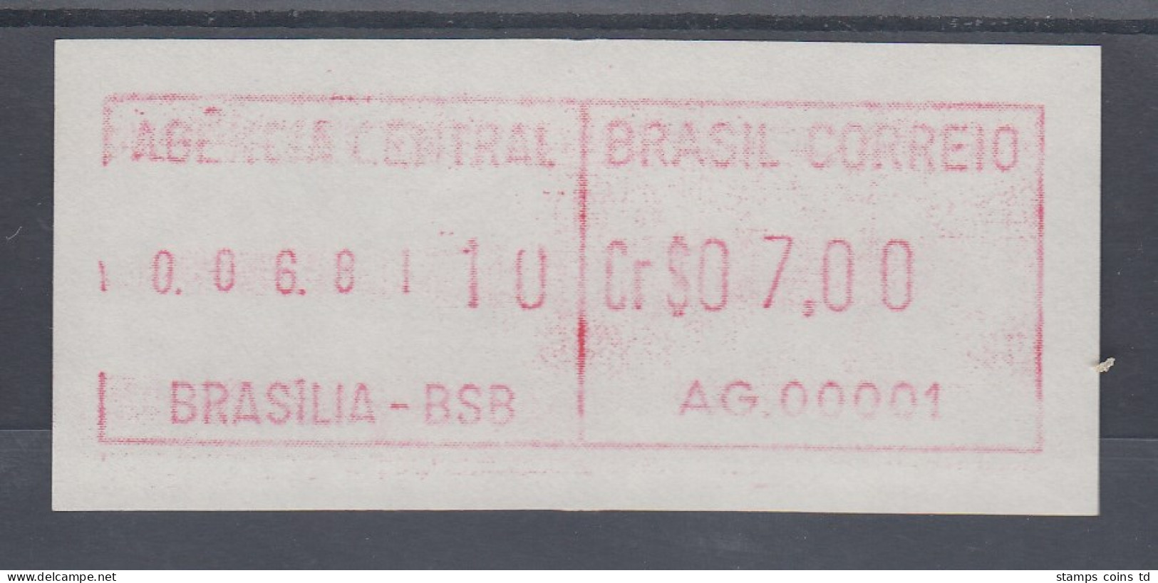 Brasilien ATM AG.00001 Aus ORTSAUTOMAT Brasilia Mit ET-Datum. SEHR SELTEN !  - Affrancature Meccaniche/Frama