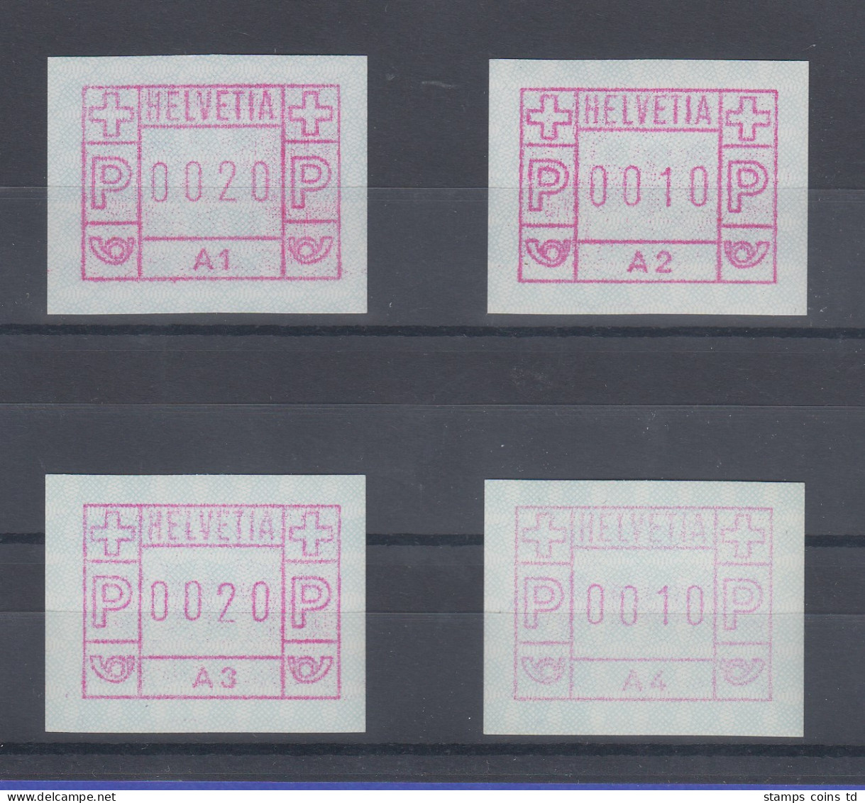 Schweiz 1976, 1. FRAMA-ATM Ausgabe A1-A4 **, Werte 0020-0010-0020-0010 - Sellos De Distribuidores