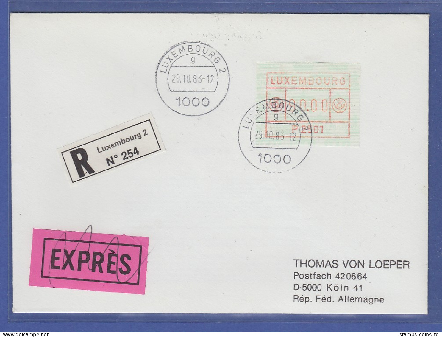 Luxemburg ATM P2501 MAXIMUM-WERTFEHLDRUCK 90,00 Fr. Auf R-Expr.-Bf.  - Postage Labels