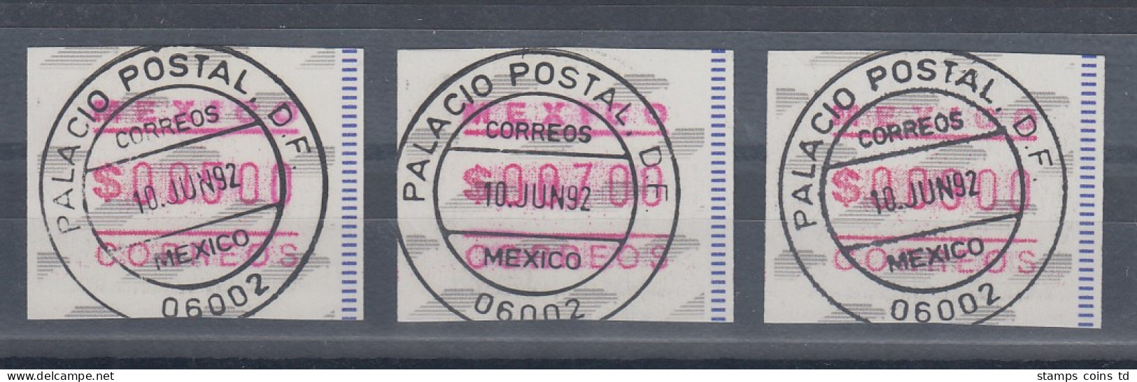 Mexiko 1992 Frama-ATM Mi.-Nr. 3 Satz 500-700-900 Mit Schwarzem ET-O  - Mexique