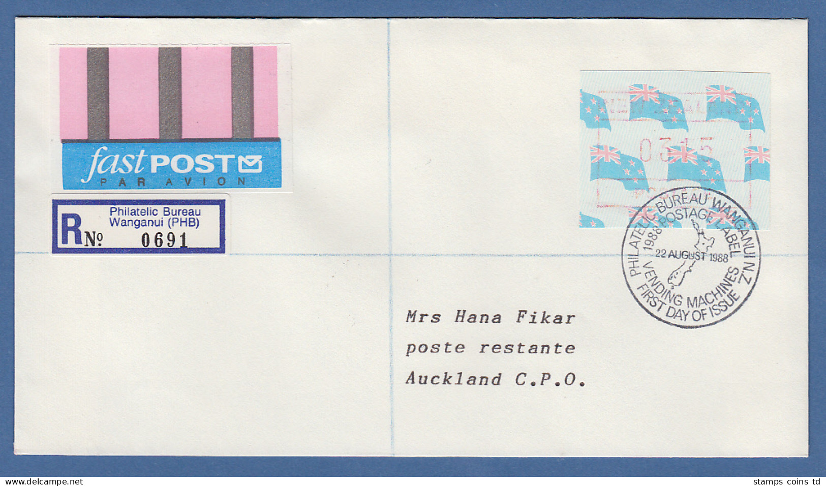 Neuseeland Frama-ATM Nr. 3 Wert 3,15 Auf FastPOST-Brief Vom Ersttag FDC  - Collections, Lots & Series