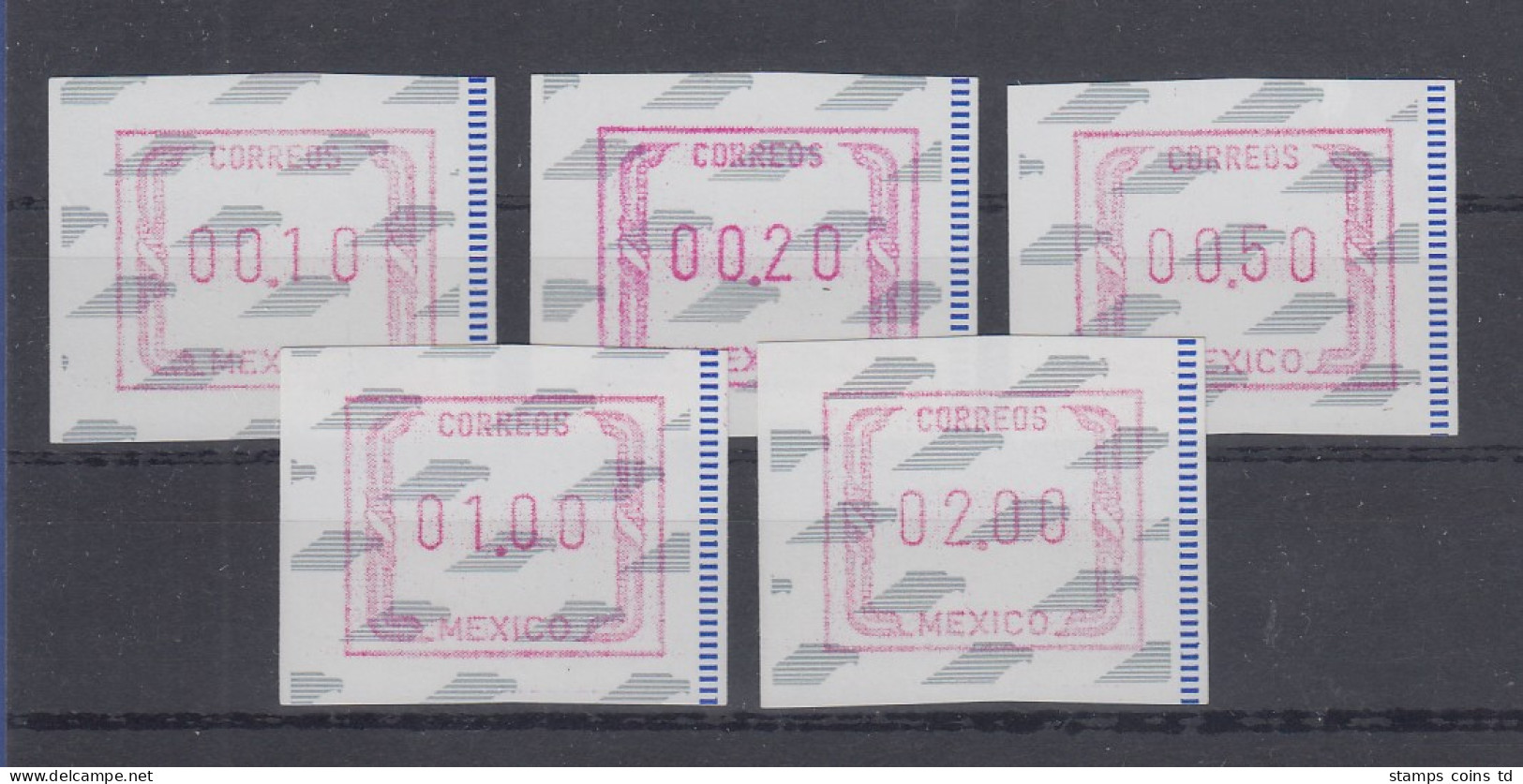 Mexiko 1997 Frama-ATM Mi.-Nr. 7 Lot 5 Versch. Werte **  SELTEN !  - Messico