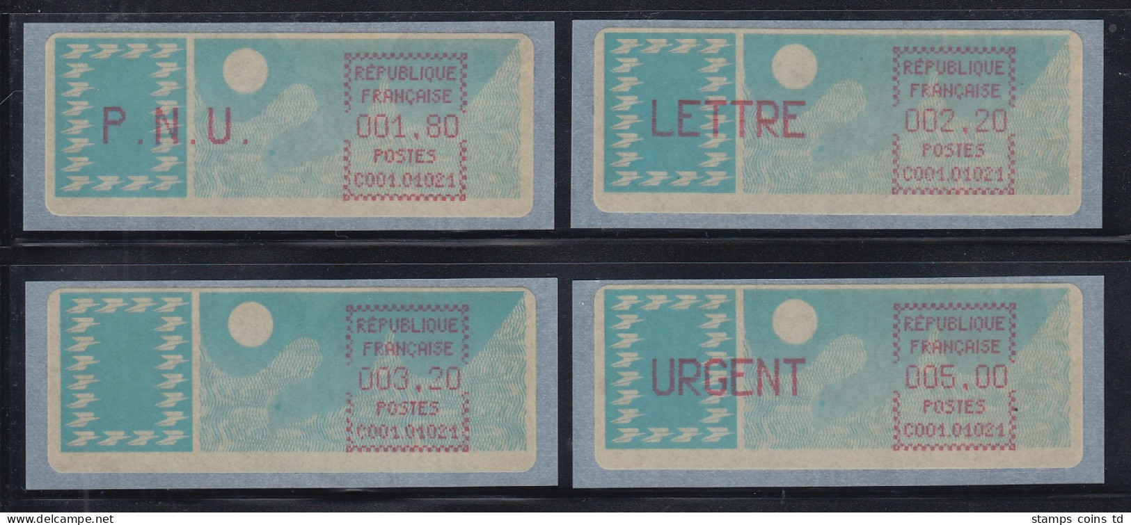 Frankreich ATM C001.01021, Papier Taube, Lilarot, Runde Ecken, Satz 6.Tarif - Otros & Sin Clasificación