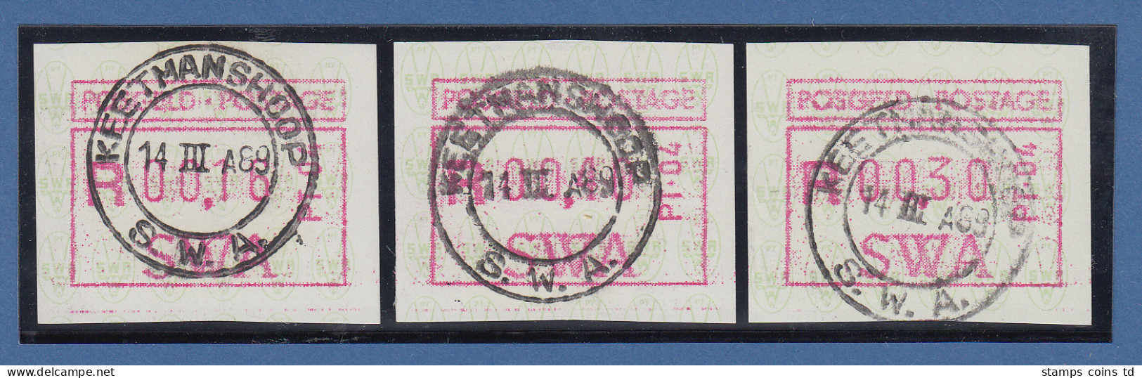 Südwestafrika FRAMA-ATM Nr.1  Aut.-Nr. PT-04 Satz 16-30-40 Aus OA Mit Orts-ET-O - Frama Labels