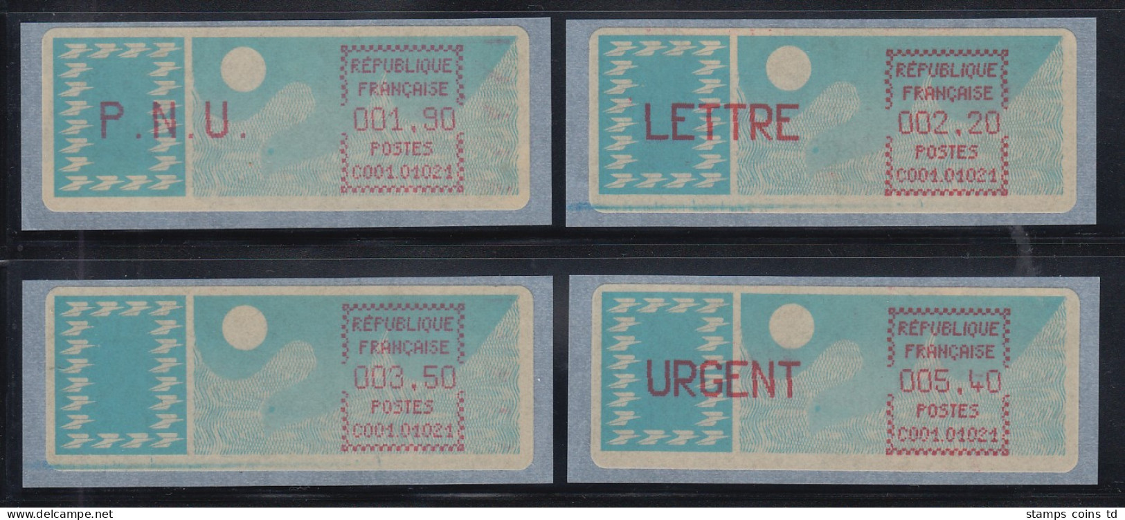 Frankreich ATM C001.01021, Papier Taube, Lilarot, Runde Ecken, Satz 7.Tarif - Altri & Non Classificati