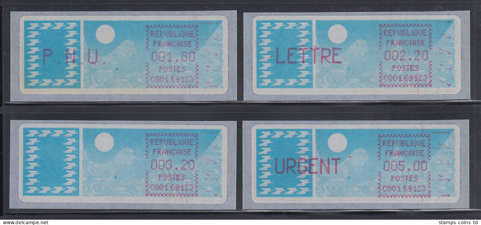 Frankreich ATM C001.69123, Papier Taube, Lilarot, Runde Ecken, Satz 6.Tarif - Autres & Non Classés