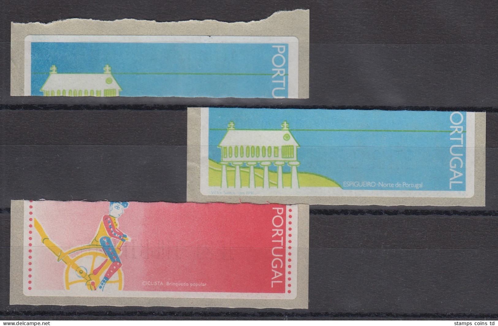 Portugal 1992 ATM Espigueiro / Ciclista Lot Teil-Leerfelder , Blindruck  - Timbres De Distributeurs [ATM]