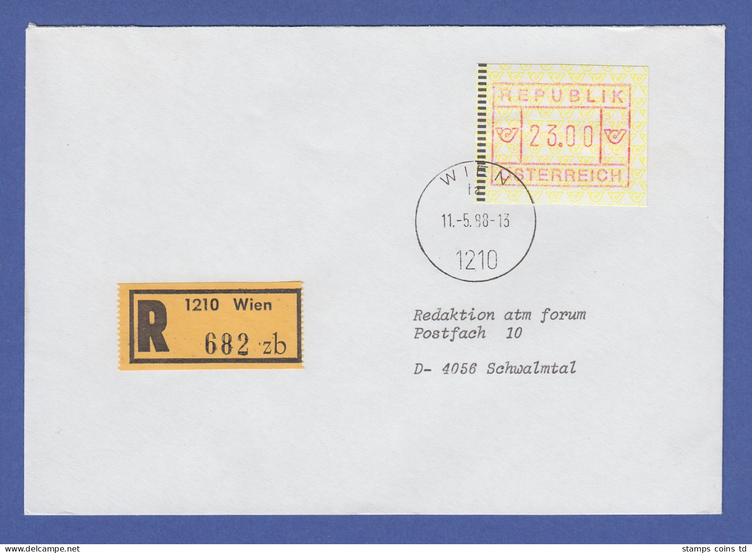 Österreich FRAMA-ATM 2.Ausgabe Hoher Wert 23.00 Auf Express FDC Wien Gel. N. D - Machine Labels [ATM]