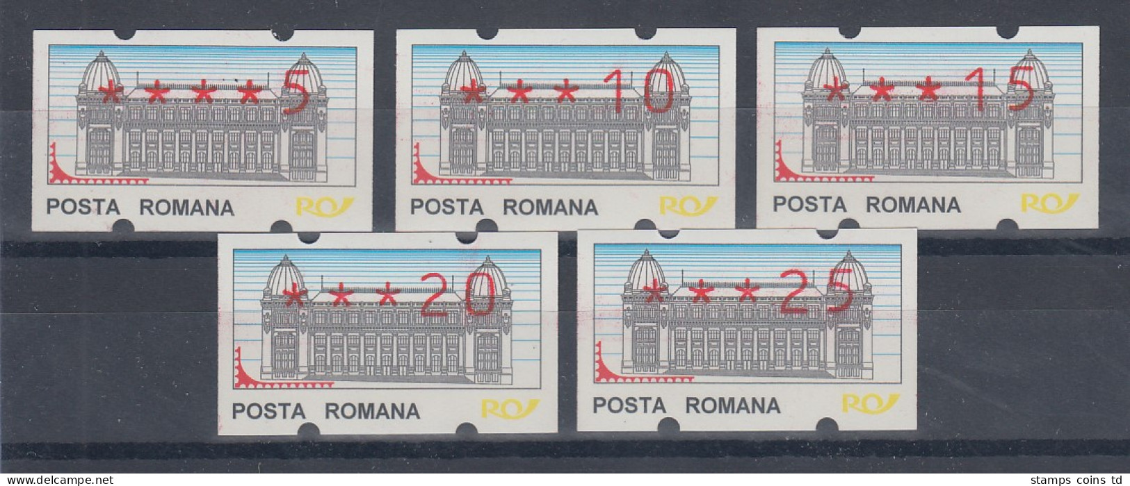 Rumänien 5 ATM ** In 5 Kleinen Wertstufen, Von 5 Bis 25.  SELTEN !  - Timbres De Distributeurs [ATM]