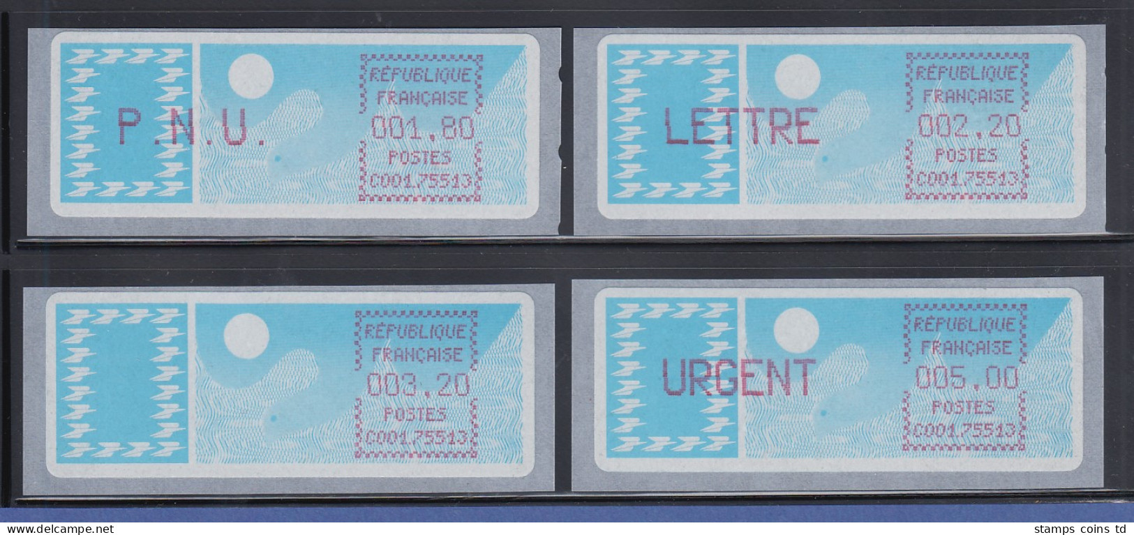 Frankreich ATM C001.75513, Papier Taube, Lilarot, Runde Ecken, Satz 6.Tarif - Autres & Non Classés