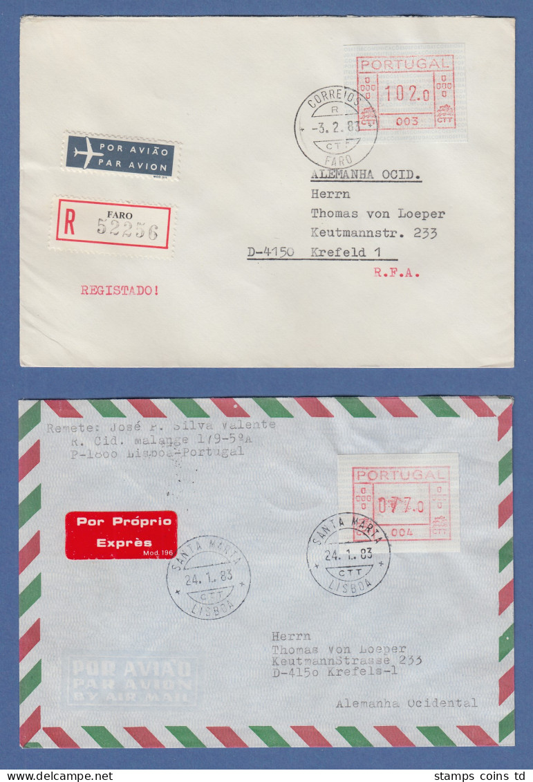 Portugal 1983 Frama-ATM 001-007 Serie 7 R-/Expr.Briefe Mit Orts-ATM Und Orts-O ! - Timbres De Distributeurs [ATM]