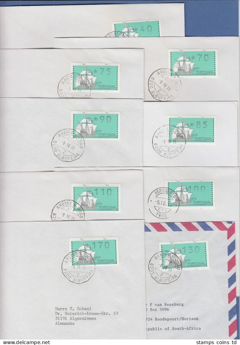 Portugal 1993 Nau Mi.-Nr. 7 Set 17 Tastensatz-Werte Auf 17 Gelaufenen EF-FDC's  - Machine Labels [ATM]