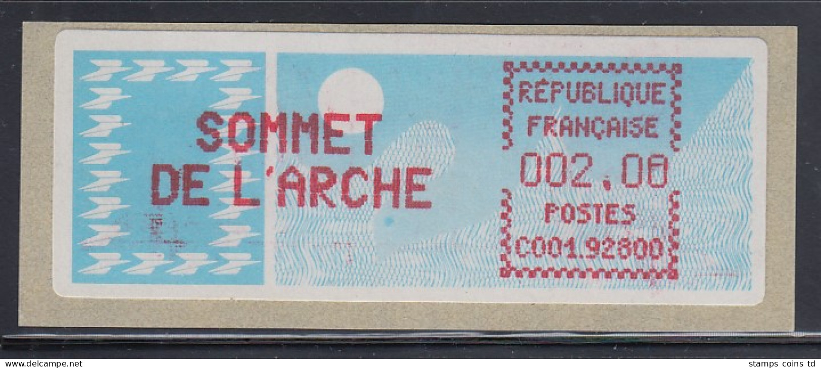 Frankreich Sonder-ATM Zum Weltwirtschaftsgipfel SOMMET DE L'ARCHE 1989 Taube-Pap - Other & Unclassified