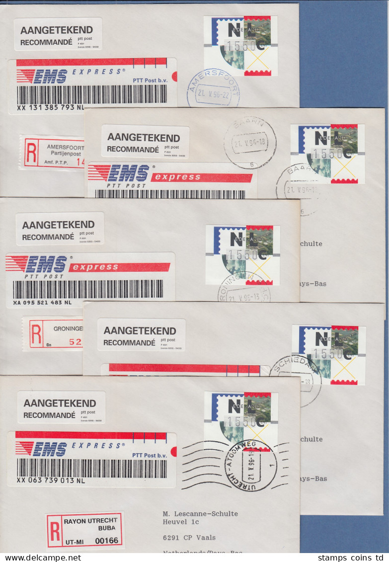 Niederlande ATM Mi.-Nr. 2.1 Typ FRAMA Wert 1550 Auf EMS-R-FDC Alle 5 Standorte ! - Otros & Sin Clasificación