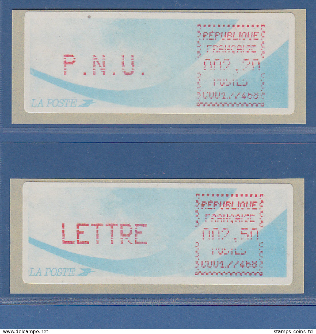 Frankreich ATM Torcy C001.77468 Papier Komet 2 Werte PNU / LETTRE Tarif 11b ** - Autres & Non Classés