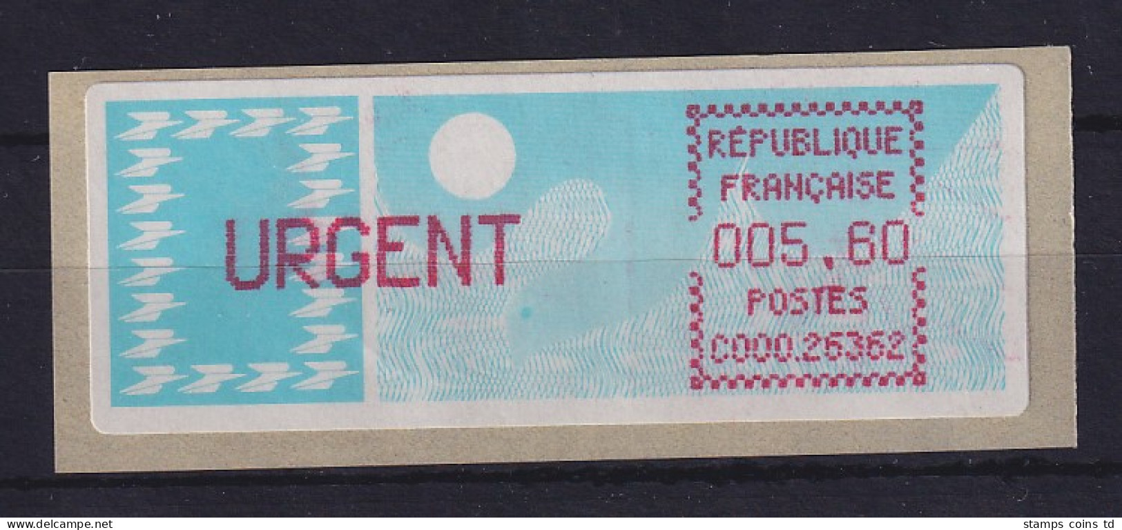 Frankreich-ATM Taube C000.26362 Sonderstandort Valence Wert URGENT 5,60 ** - Sonstige & Ohne Zuordnung