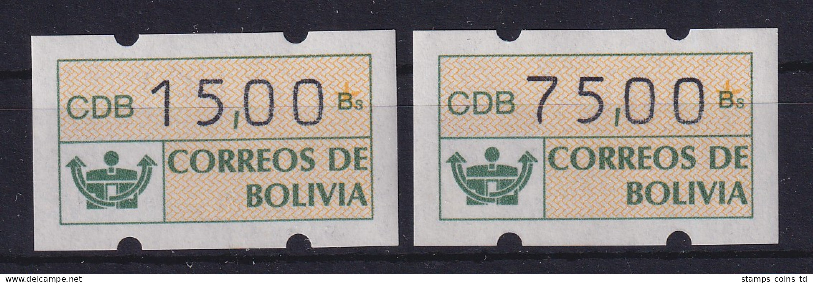 Bolivien / Bolivia ATM Sehr Seltene Hohe Wertstufen 15,00 Und 75,00 **  !!!   - Bolivia