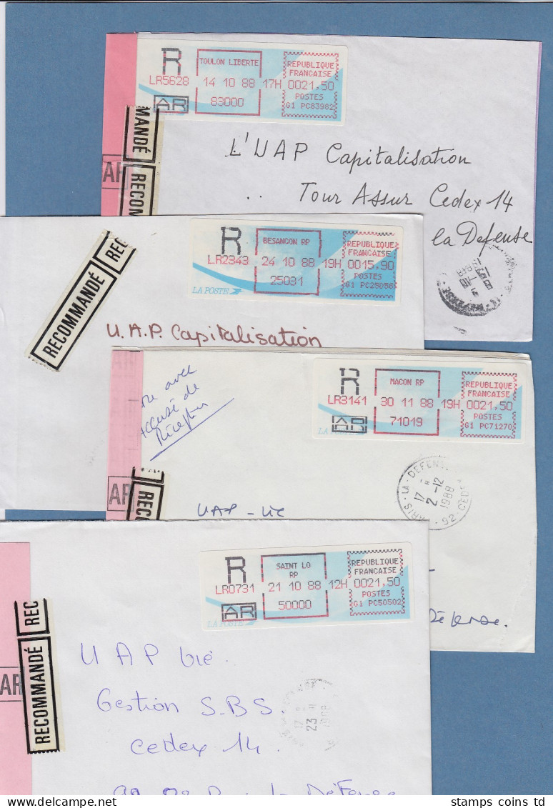 Frankreich Schalterfreistempel SFS Auf Blauem Komet-Papier, Lot 9 Belege 1988-90 - Other & Unclassified