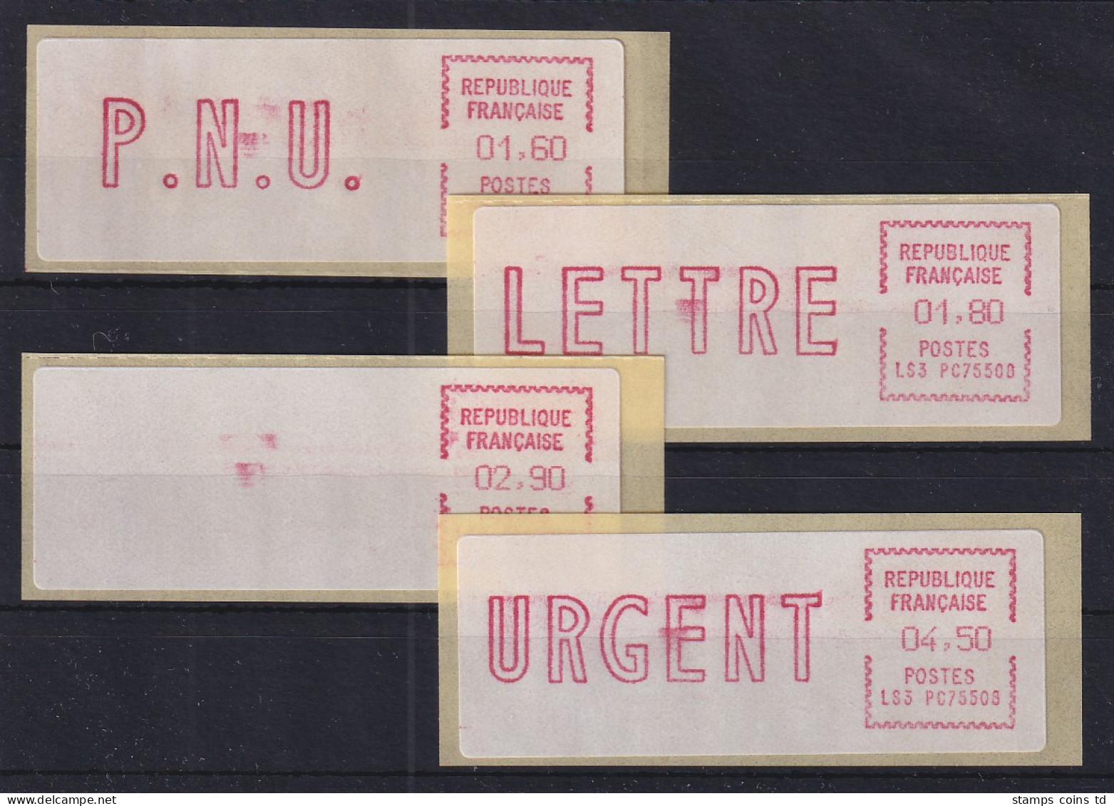 Frankreich ATM EMD-Camp LS3 PC 75508 Satz 3.Tarif Spitze Ecken, Lilarot  - Other & Unclassified