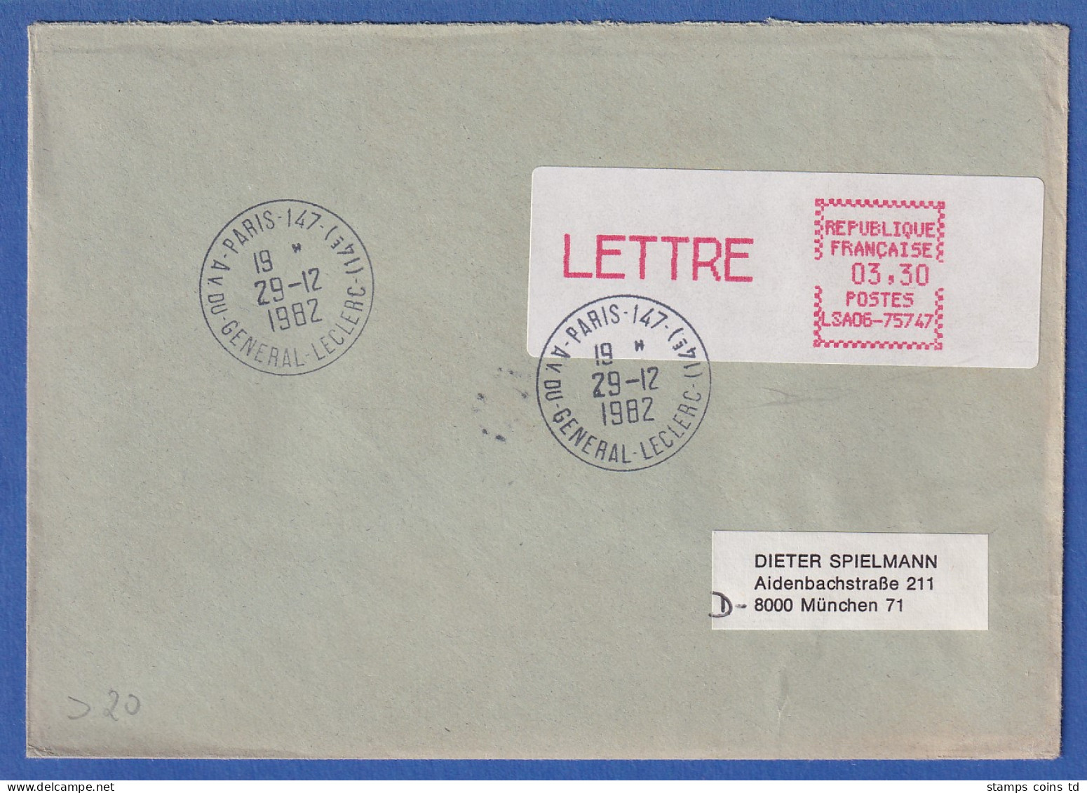 Frankreich ATM CGA-Alcatel LSA06-75747 Sp. Ecken LETTRE 3,30 Auf Brief Nach D - Sonstige & Ohne Zuordnung