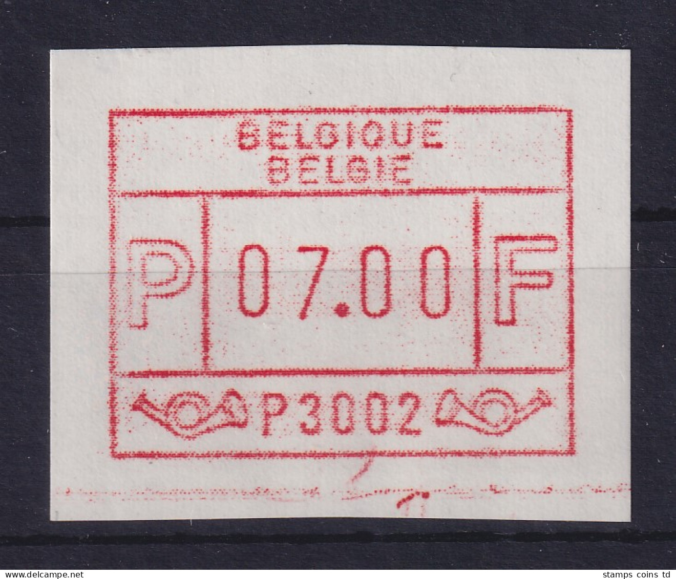 Belgien FRAMA-ATM 1.Ausgabe P3002 Gummidruck Wert 7.00 ** - Altri & Non Classificati