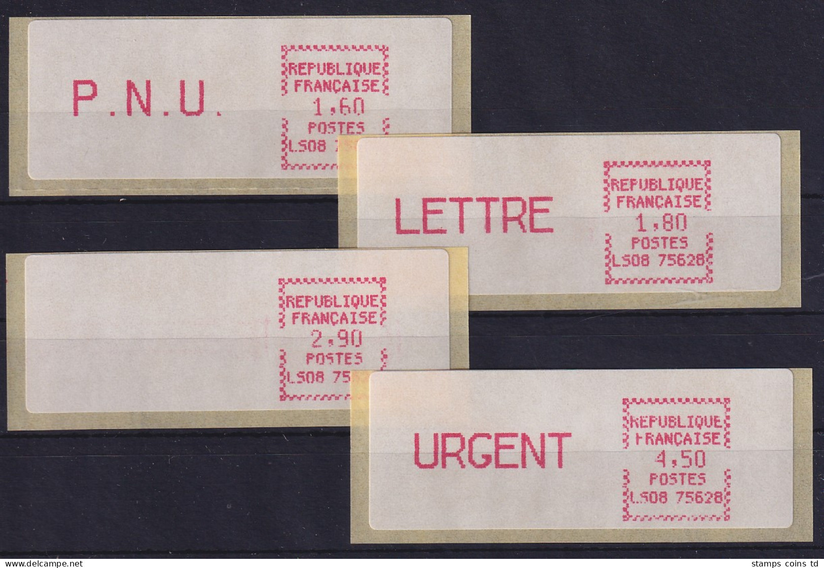 Frankreich ATM Crouzet LS08 75628 Satz 3. Tarif, Spitze Ecken, Mittelrosa - Other & Unclassified