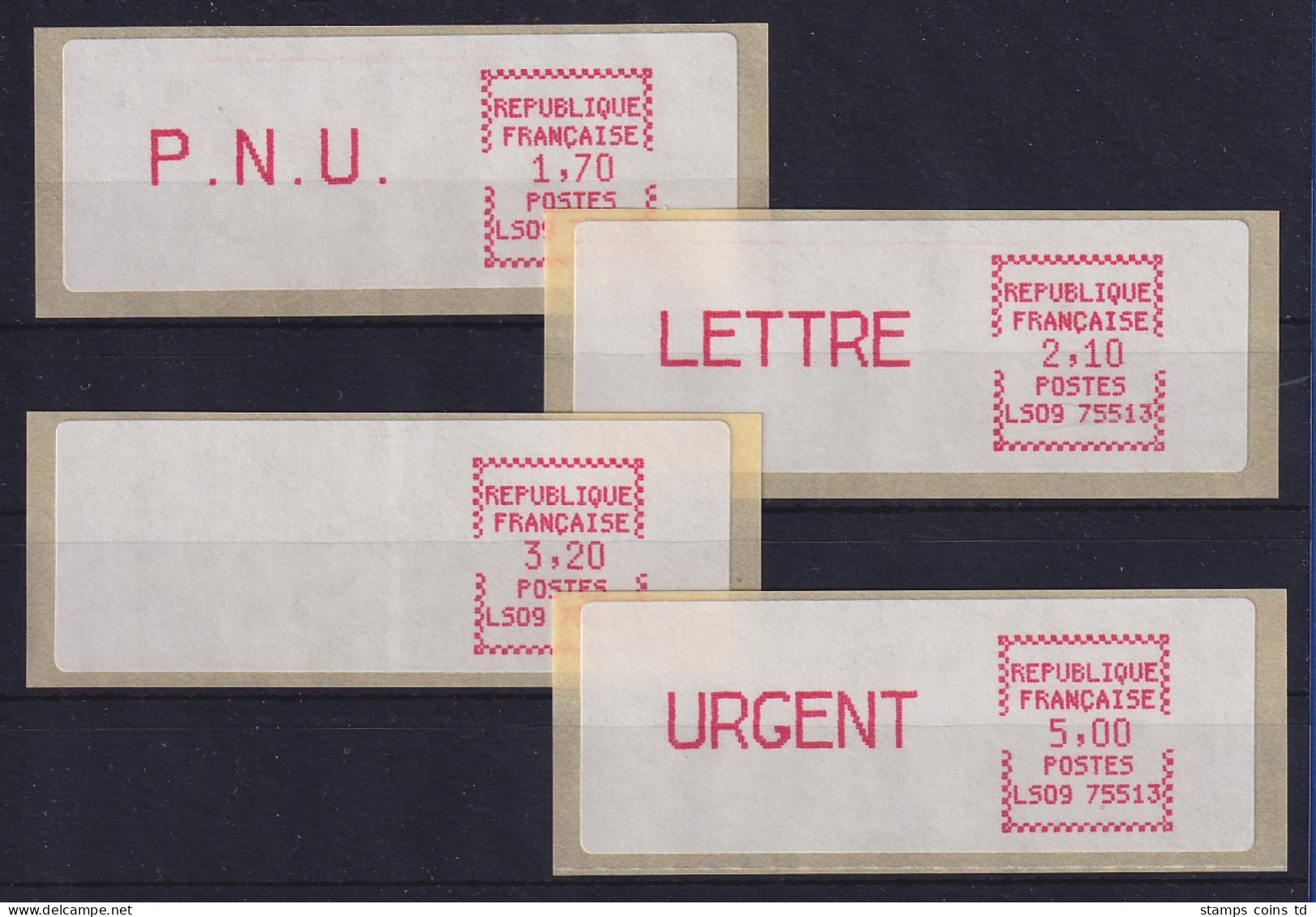 Frankreich ATM Crouzet LS09 75513 Satz 5. Tarif, Spitze Ecken, Mittelrosa ** - Other & Unclassified