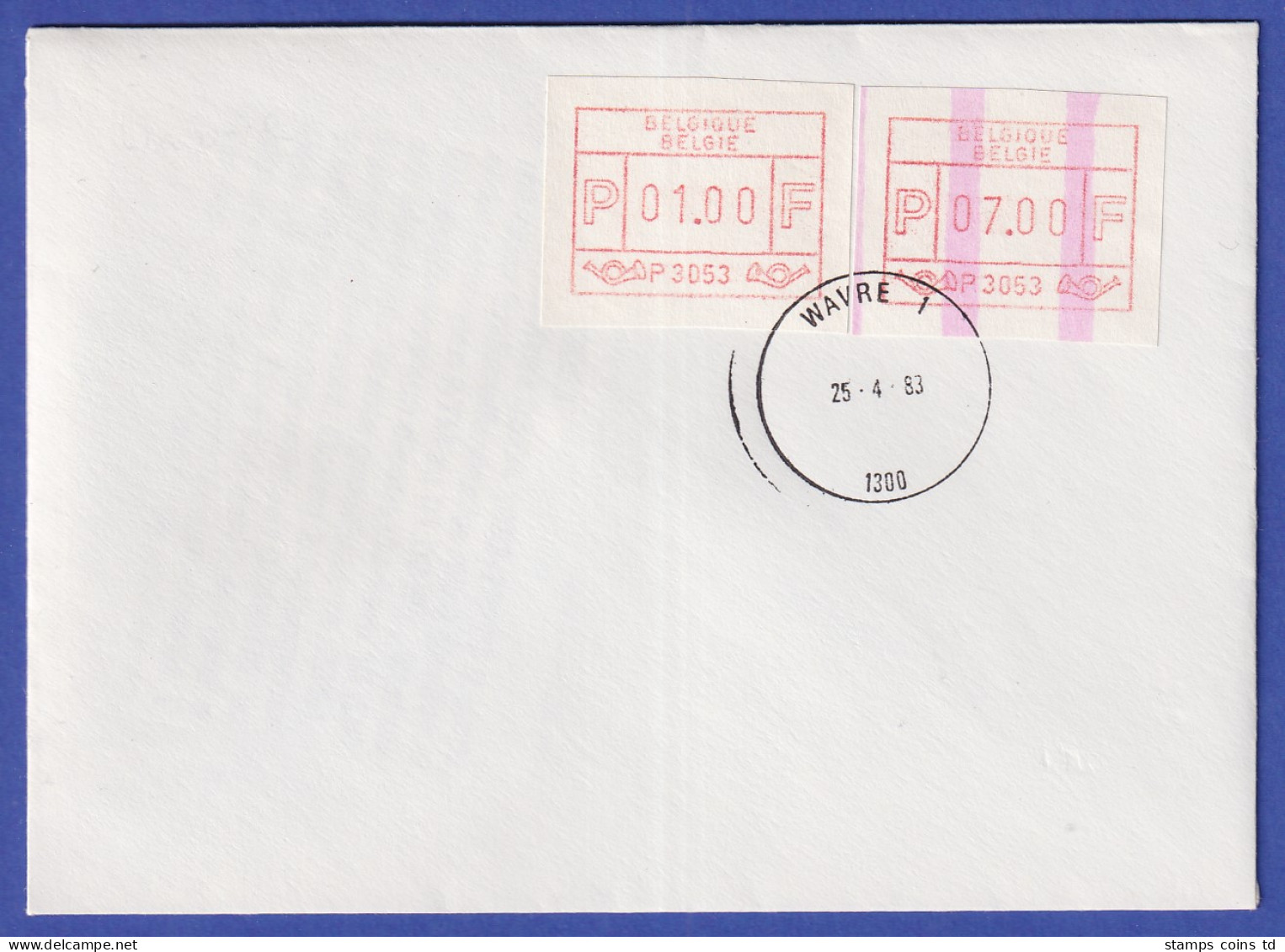 Belgien FRAMA-ATM P3053 Mit ENDSTREIFEN Auf FDC O WAVRE 24.4.83  RRR !  - Andere & Zonder Classificatie