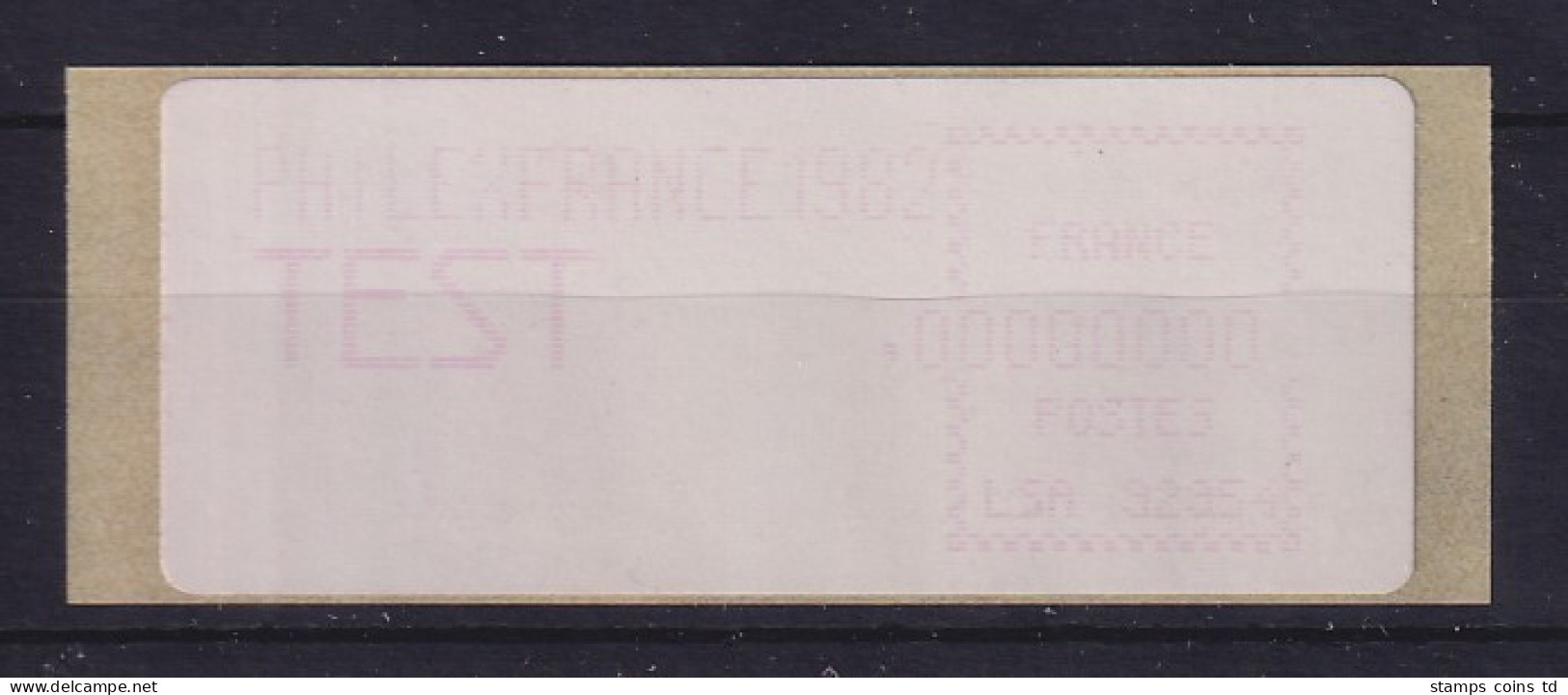 Frankreich Sonder-ATM PHILEXFRANCE 1982 Druckprobe TEST FRANCE Lilarot ** - Other & Unclassified