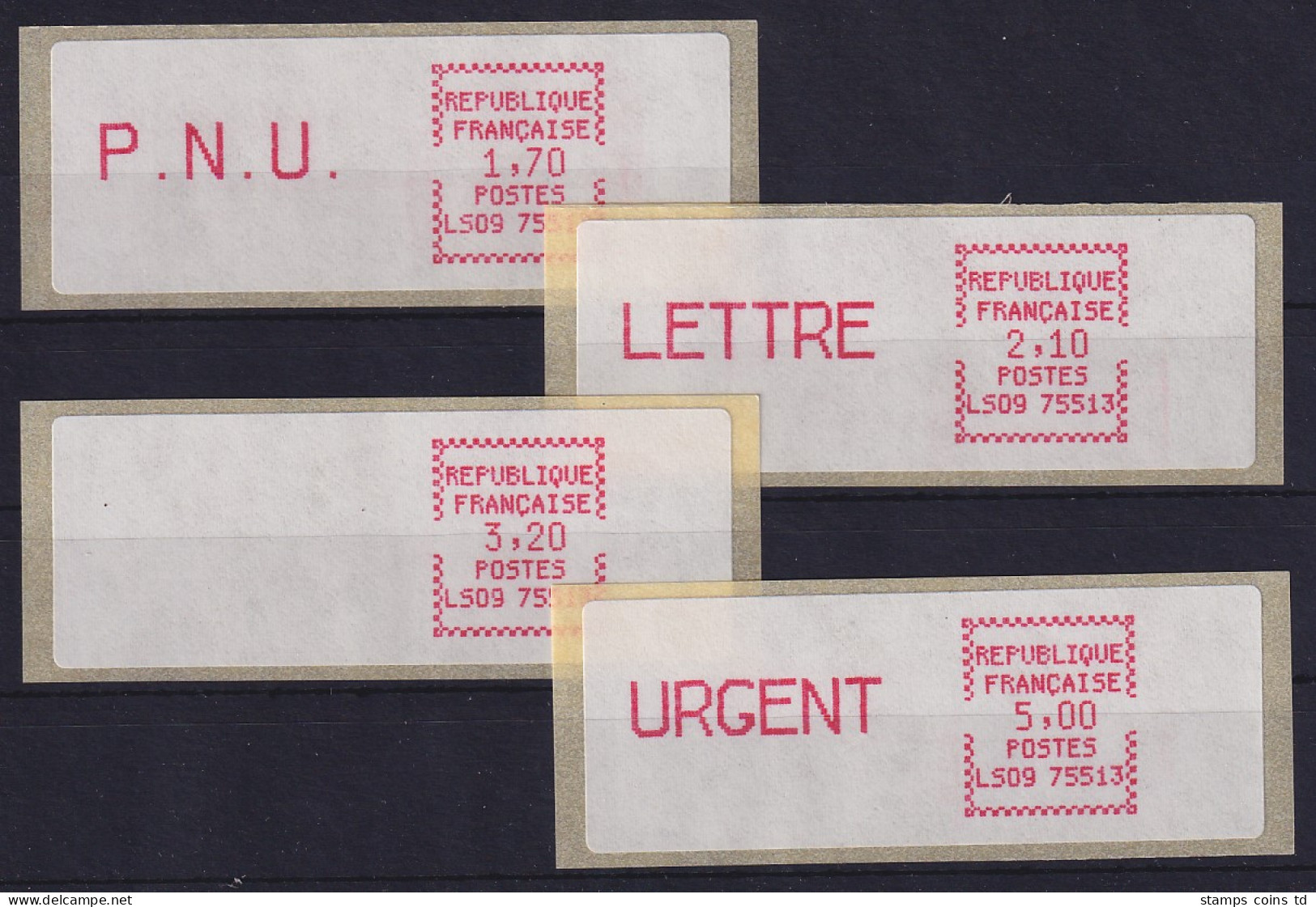 Frankreich ATM Crouzet LS09 75513 Satz 5. Tarif, Spitze Ecken, Rosarot ** - Other & Unclassified