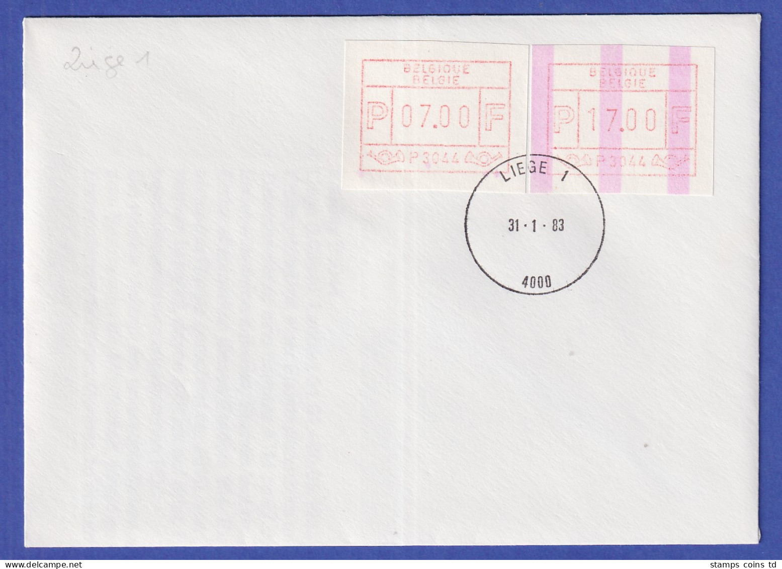 Belgien FRAMA-ATM P3044 Mit ENDSTREIFEN Auf FDC LIEGE 1 Vom  31.1.83 - Altri & Non Classificati