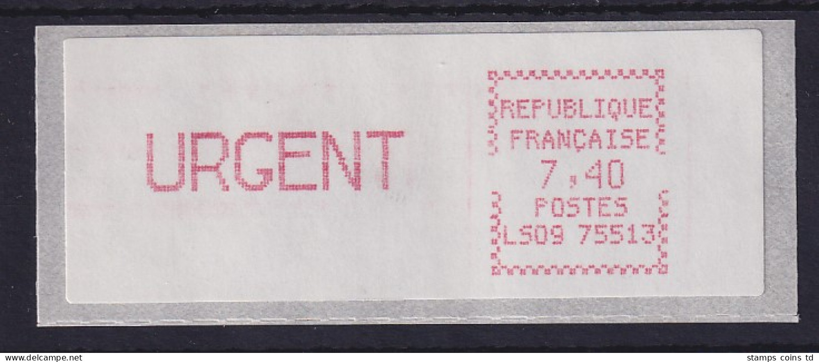 Frankreich ATM Crouzet LS09 75513 WERTFEHLDRUCK URGENT 7,40 (statt 7,20) ** - Altri & Non Classificati
