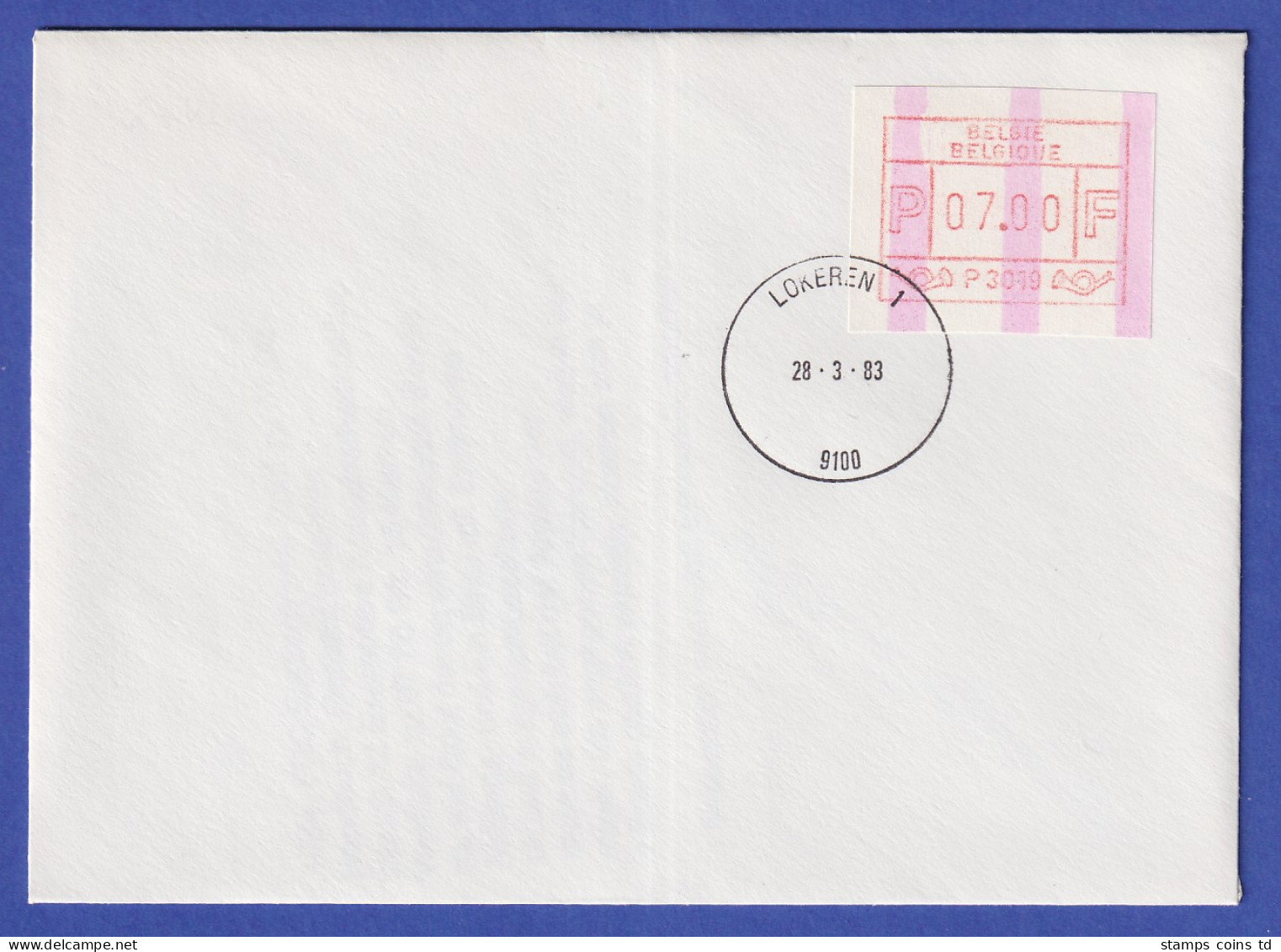 Belgien FRAMA-ATM P3019 Mit ENDSTREIFEN  Auf FDC LOKEREN 1  28.3.83 - Other & Unclassified