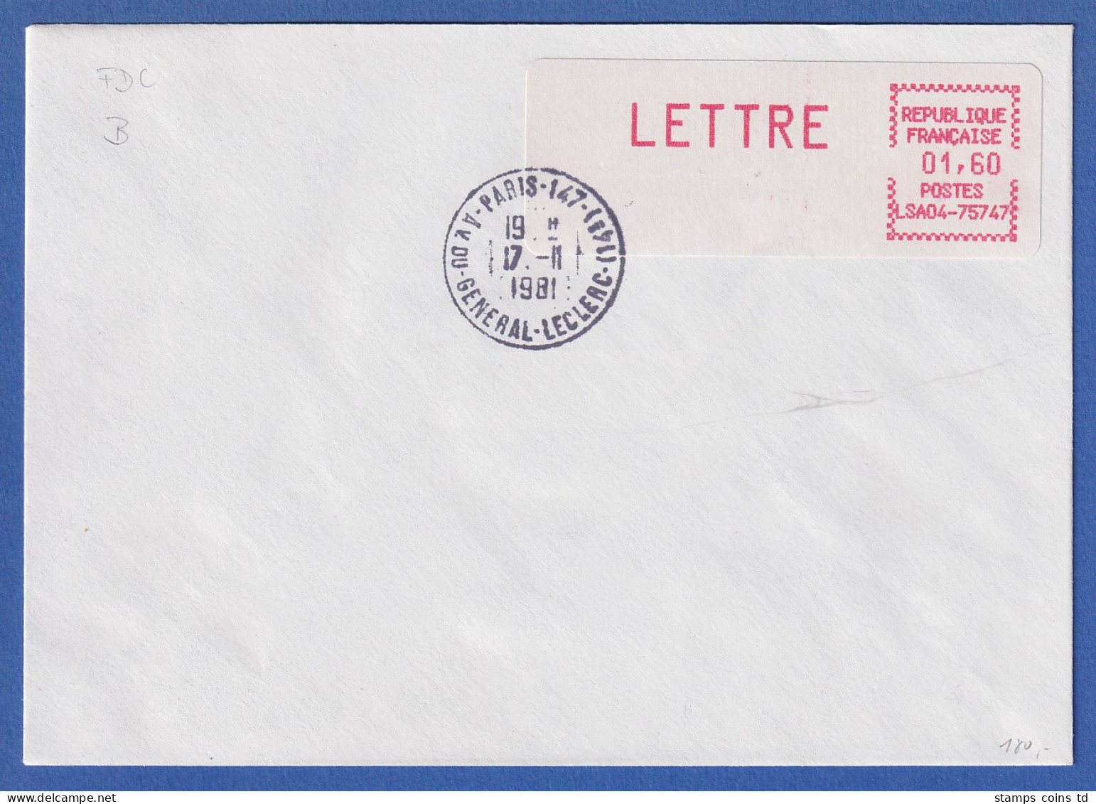 Frankreich ATM CGA-Alcatel LSA04-75747 Spitze Ecken Mittelrosa LETTRE 1,60 FDC - Otros & Sin Clasificación