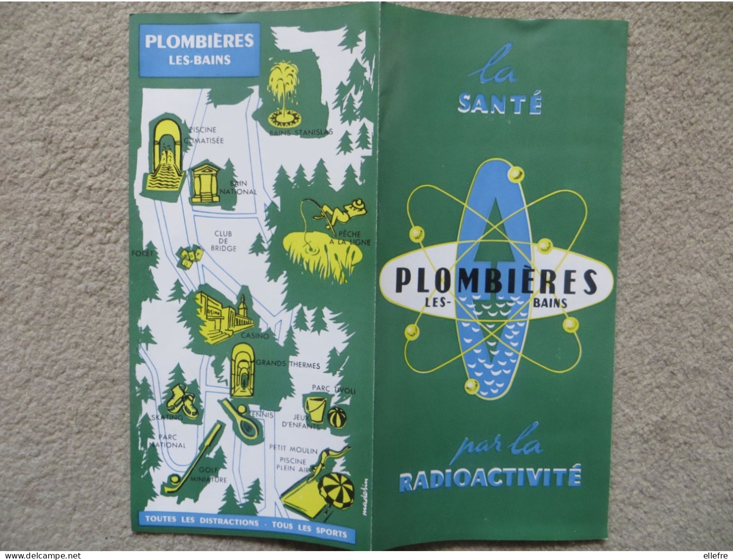 Dépliant Touristique Publicité Vosges Plombières Les Bains Cure Thermale Santé Par La Radioactivité Dessin Madelin - Advertising