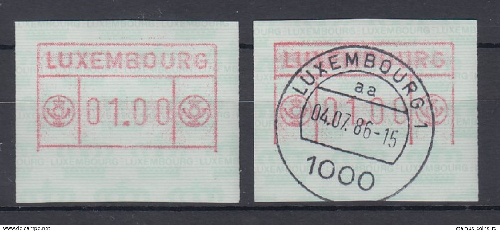 Luxemburg ATM 1. Ausgabe Teildruck Unteres Drittel Fehlt ** Und O  - Postage Labels