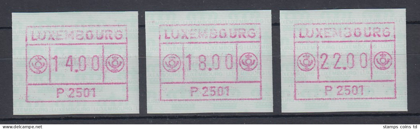 Luxemburg ATM P2501 Rotlila Tastensatz 14-18-22 **   - Postage Labels
