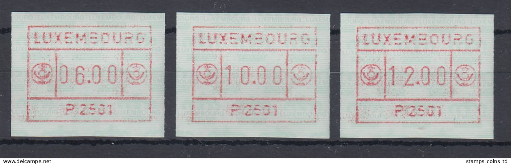 Luxemburg ATM P2501 Bräunlichrot Tastensatz 6-10-12 **   - Frankeervignetten