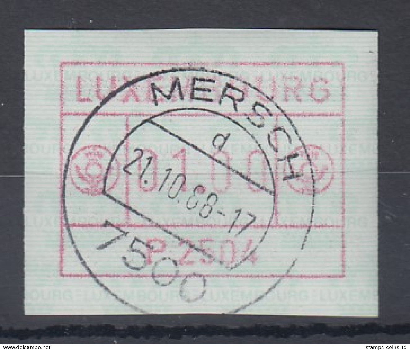 Luxemburg ATM P2504 Wert 1.00 In Graulila Mit Voll-O MERSCH 21.10.88 - Viñetas De Franqueo