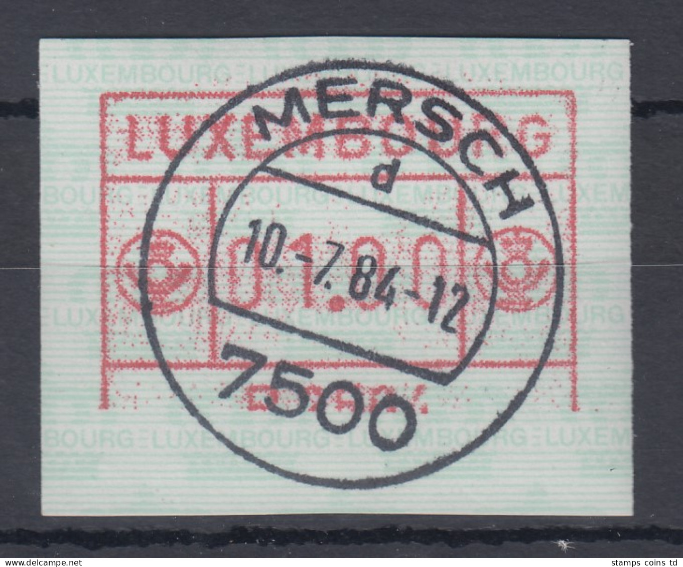 Luxemburg ATM P2504 Teildruck, Aut.-Nr. Halb Fehlend, Bräunlichrot, Wert 1,00 O - Frankeervignetten
