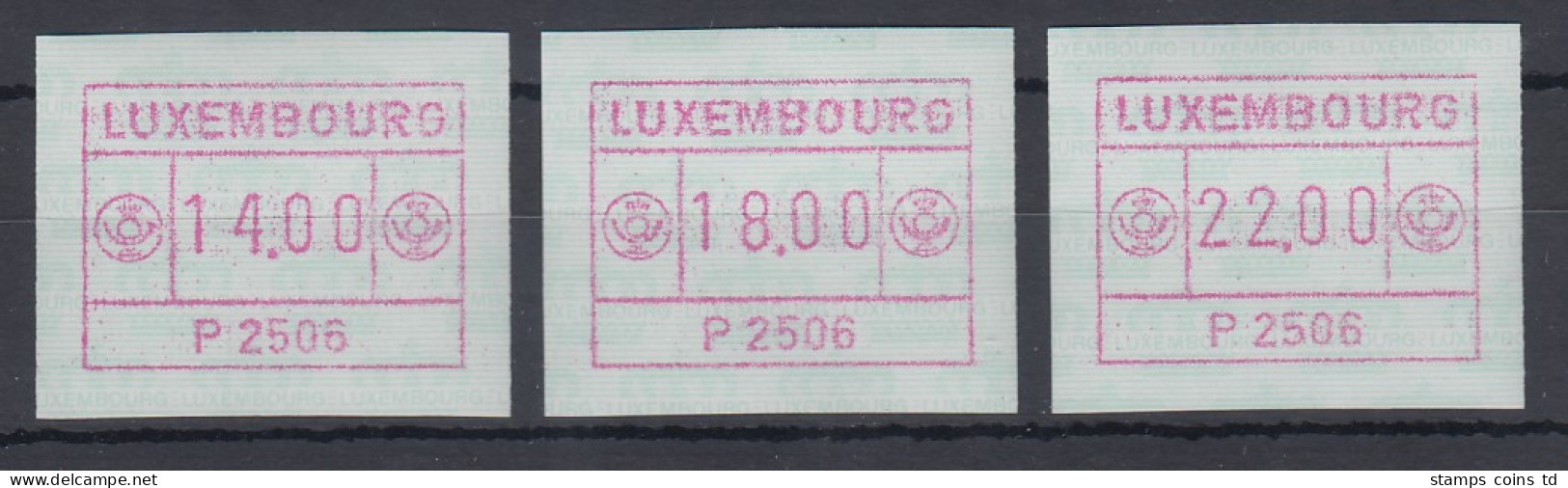 Luxemburg ATM P2506 Tastensatz 14-18-22 **   - Automatenmarken