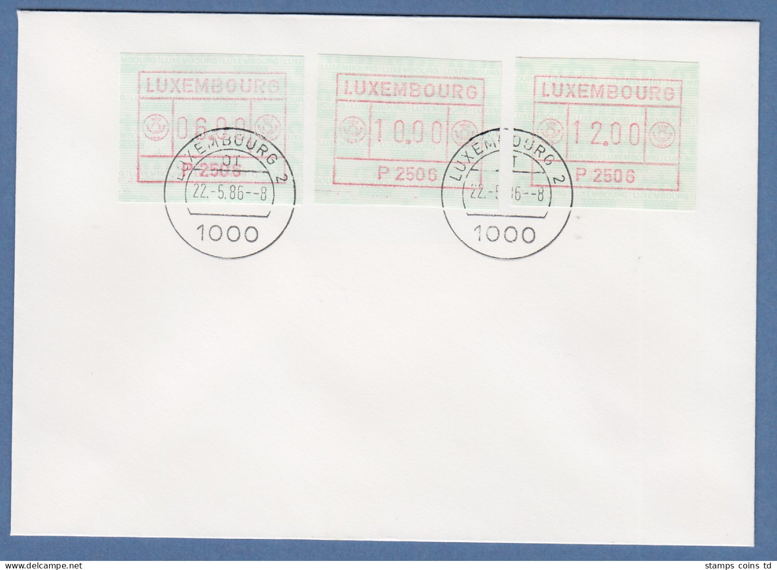 Luxemburg ATM P2506 Tastensatz 6-10-12 Auf Blanco-FDC, O 22.5.86 - Postage Labels