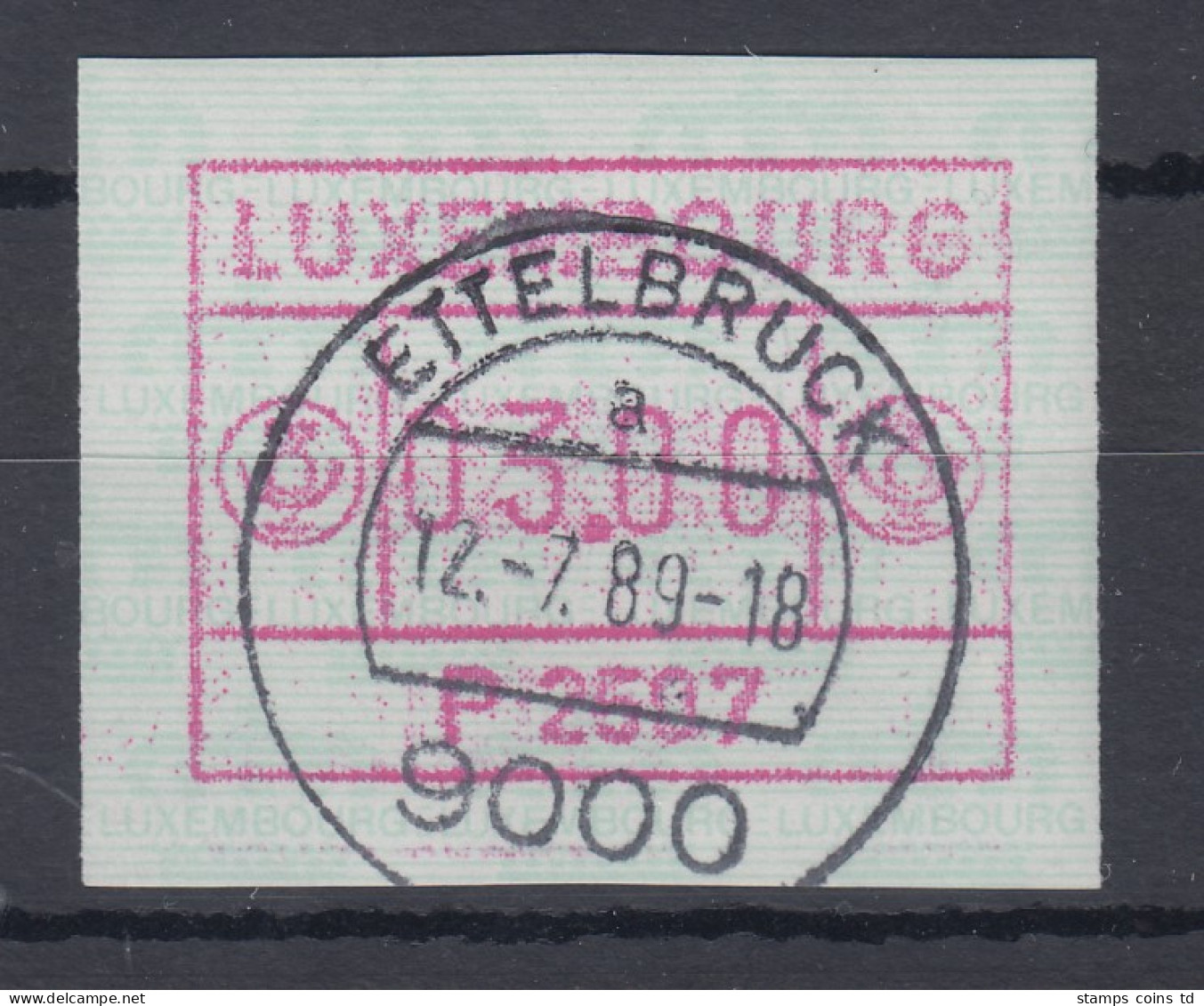 Luxemburg ATM P2507 Wert 03.00 Mit Voll-O ETTELBRUCK 12.7.89 - Frankeervignetten