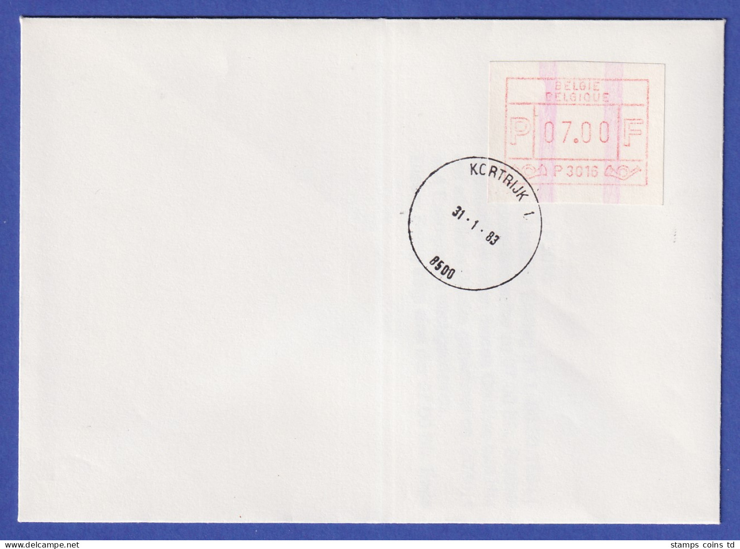 Belgien FRAMA-ATM P3016 Mit Zwei ENDSTREIFEN Auf FDC Kortrijk 31.1.83 - Sonstige & Ohne Zuordnung