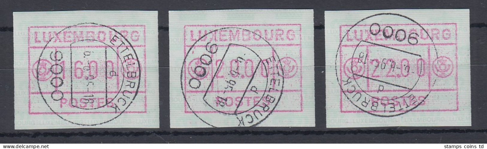 Luxemburg ATM Kleines POSTES Mi.-Nr. 2 Satz 16-20-22 O ETTELBRUCK 6.6.95 - Frankeervignetten
