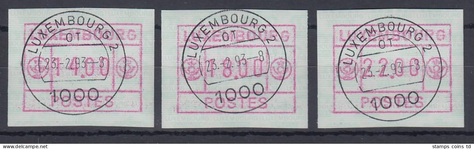 Luxemburg ATM Gr. POSTES Mi.-Nr. 3 Satz 14.00 - 18.00 - 22.00 O LUXEMBOURG 2 OT - Postage Labels