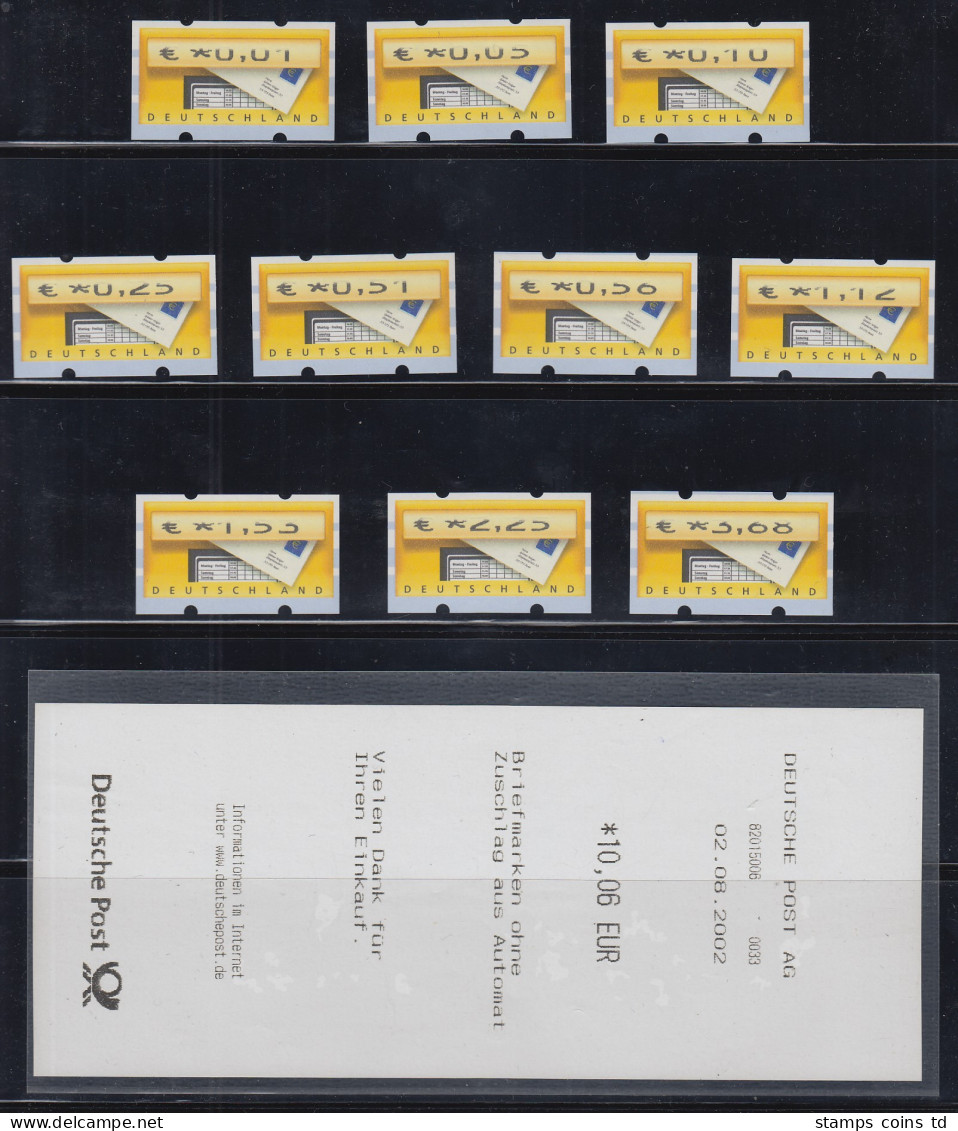 ATM Briefkasten Mi.-Nr. 5.1 Tastensatz TS1 10 Werte 0,01-3,68 Mit Gesamt-AQ ** - Automaatzegels [ATM]