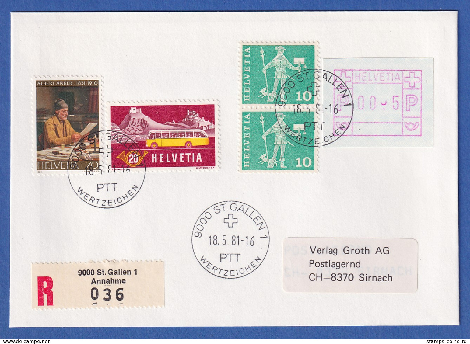 Schweiz 1979 FRAMA-ATM Mi-Nr 3.1a Ziffernrad-Justierfehler 3. Stelle Auf R-Brief - Automatic Stamps